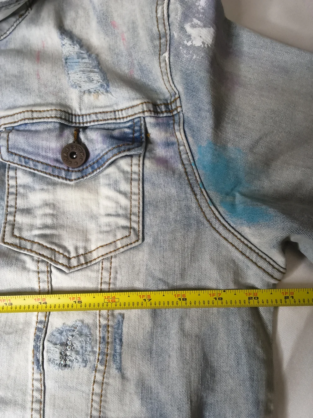 Embellished Light Blue Denim Patch Bomber Jacket